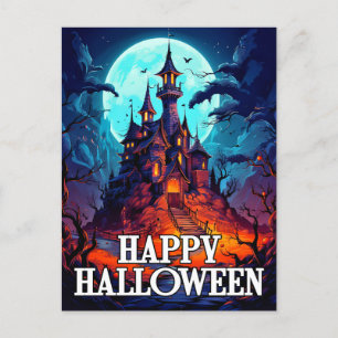 Creepy Haunted Manor HAPPY HALLOWEEN Vykort