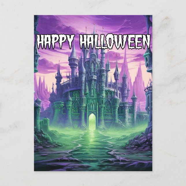 Creepy Haunted Mansion | HAPPY HALLOWEEN Vykort (Framsida)