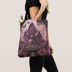 Creepy Hauny House Skull Butterflies Halloween Tygkasse