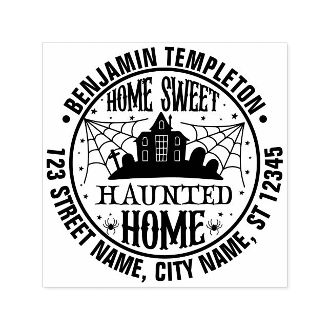 Creepy Hauny House Spindelnät Namn Adress Självfärgande Stämpel (Design)