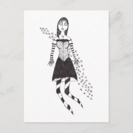 Creepy Heart Girl Vykort