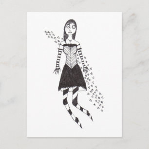 Creepy Heart Girl Vykort