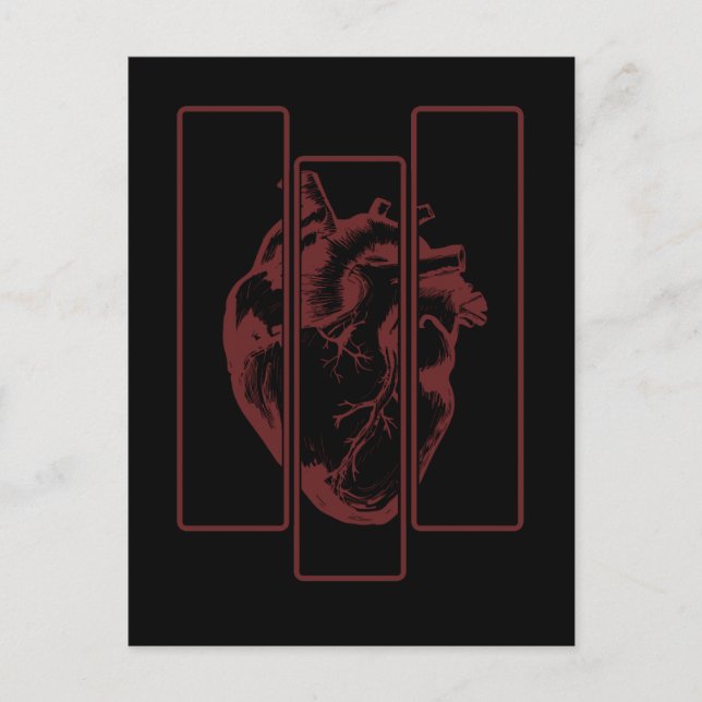 Creepy Heart Human Anatomy Witchy Emo Art Vykort (Framsida)