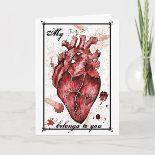 Creepy Heart Kärlek Card Edgar Allan Poe-citat Kort