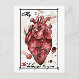Creepy Heart Kärlek Card Edgar Allan Poe-citat Vykort