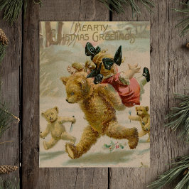 Creepy Hearty-julens Vintage Kidnappning Bears Helg Vykort