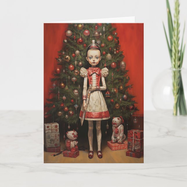 Creepy Helgdag Doll-julkort 5 x 7 Helgkort (Framsida)