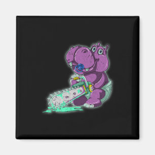 Creepy Hippo Scary Vaporwave Animal Chainszo Hippo Magnet
