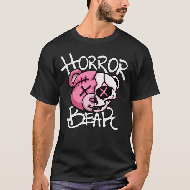 Creepy Horror Bear streetwear T Shirt (Framsida)