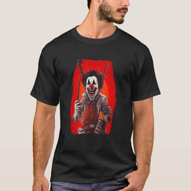 Creepy Horror Clown T Shirt (Framsida)