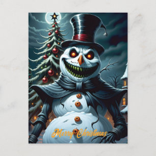 Creepy Horror Snögubbe jul Helg Vykort