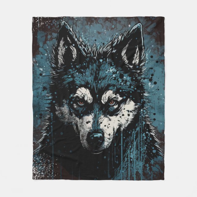 creepy Husky - Fleecedecke Fleecefilt (Framsidan)