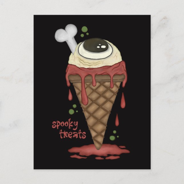 Creepy Ice Cream Halloween Helg Vykort (Framsida)