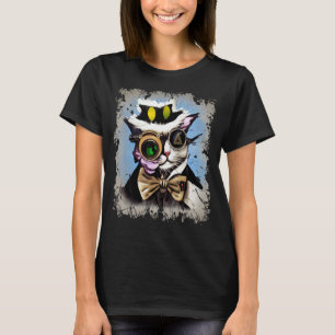Creepy Illuminati Cat Cyborg Monocle Steam Cat Pun T Shirt
