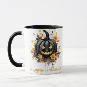 Creepy Jack-O' Lantern Blommigt Happy halloween Mugg