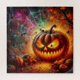 Creepy Jack-O-Lantern och Spiders Pussel
