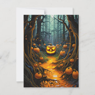 Creepy Jack o lantern Pumpkin Halloween fest Vykort