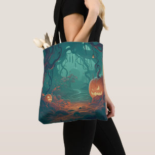 Creepy Jack-O' Lanternor i Forest Halloween Tygkasse