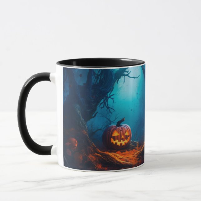 Creepy Jack-o'lantern i Forest Halloween Mugg (Vänster)