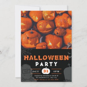 Creepy Jack-O'Lanternes Black Halloween Inbjudningar