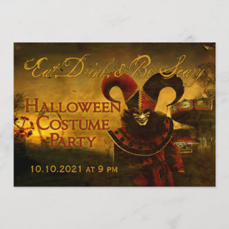 Creepy Jester Carnival Halloween-inbjudan Inbjudningar