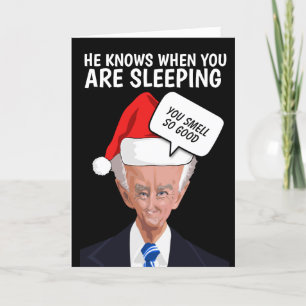 CREEPY JOE BIDEN SNIFF CHRISTMAS GREETING Card Helgkort