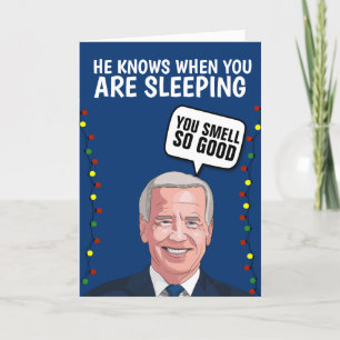 CREEPY JOE BIDEN SNIFF CHRISTMAS GREETING Card Helgkort