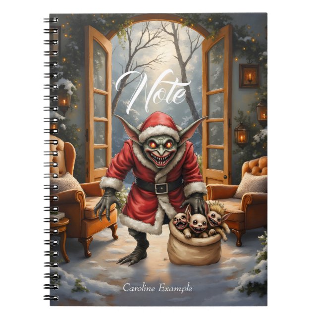 Creepy jul Goblin - Mörk Fantasy Evil Santa Anteckningsbok (Framsidan)