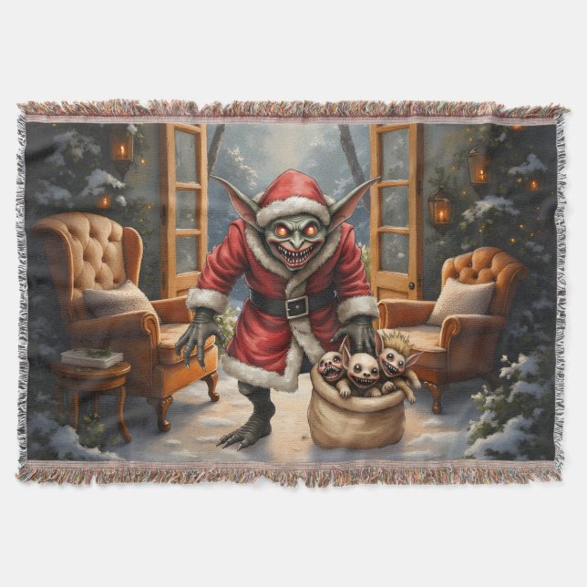 Creepy jul Goblin - Mörk Fantasy Evil Santa Filt (Framsidan)