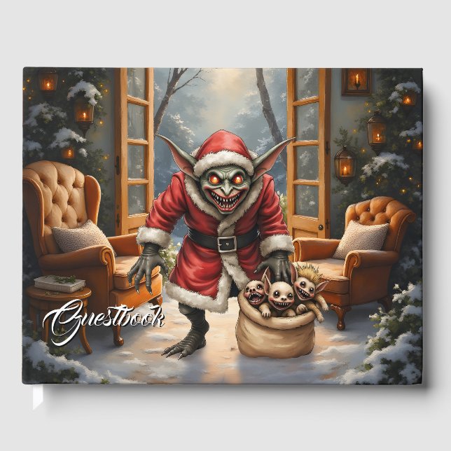 Creepy jul Goblin - Mörk Fantasy Evil Santa Gästböcker (Framsida)