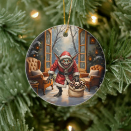Creepy jul Goblin - Mörk Fantasy Evil Santa Julgransprydnad Keramik