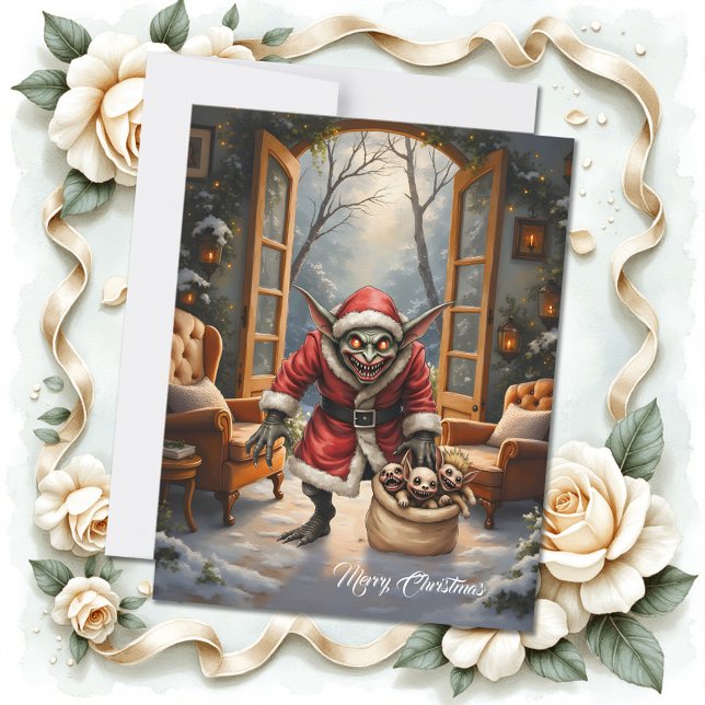 Creepy jul Goblin - Mörk Fantasy Evil Santa Julkort (Skapare uppladdad)