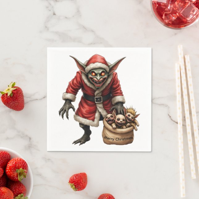 Creepy jul Goblin - Mörk Fantasy Evil Santa Pappersservett (Insitu)