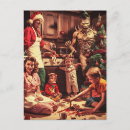 Creepy jul Horror Retro Family Porträtt Vykort