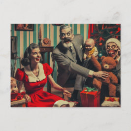 Creepy jul Horror Vintage Family Porträtt Vykort