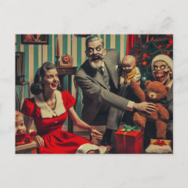 Creepy jul Horror Vintage Family Porträtt Vykort