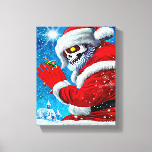 Creepy jul Jultomten Skeleton Monster Art Canvastryck