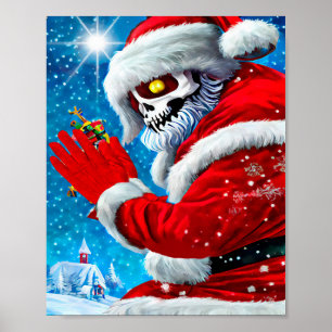 Creepy jul Jultomten Skeleton Monster Art Poster