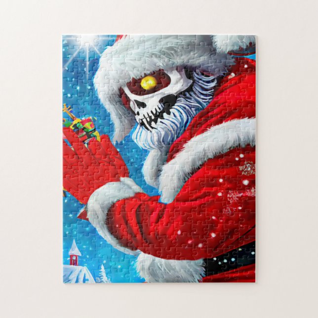 Creepy jul Jultomten Skeleton Monster Art Pussel (Vertikal)