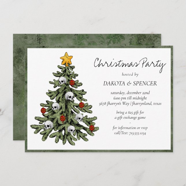 Creepy JULAFTON | Grunge Julgran, mycket gotisk Julkort (Fram/baksida)