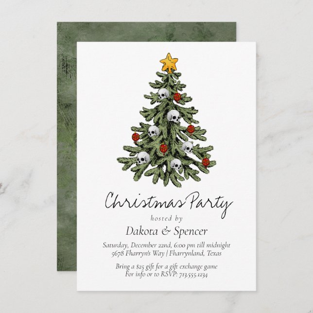 Creepy JULAFTON | Grunge Julgran, mycket gotisk Julkort (Fram/baksida)