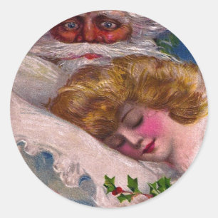 Creepy Jultomten Söt Kvinna jul Runt Klistermärke
