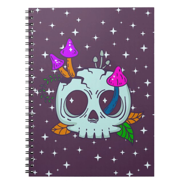 Creepy Kawaii Skull och svampar bärbar dator Anteckningsbok (Framsidan)