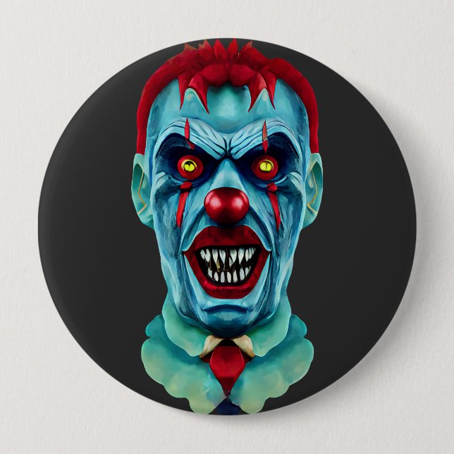 Creepy Killer Zombie Clown Horror Art Knapp (Framsida)