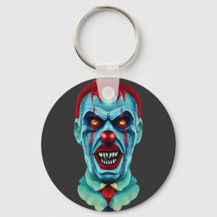 Creepy Killer Zombie Clown Horror Art Nyckelring