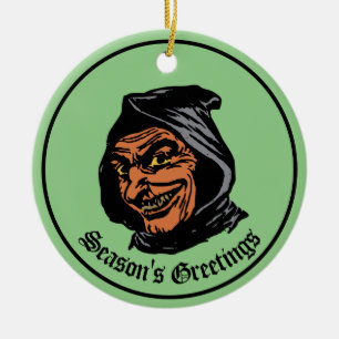 Creepy Konstig Hooded Figur Julgransprydnad Keramik