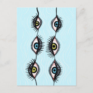 Creepy Konstig Öga Garlands Surreal Art Vykort