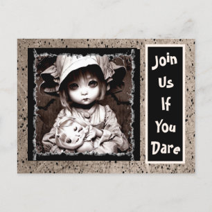 Creepy Little Child Big Ögon Halloween Vykort