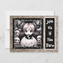 Creepy Little Child Pumpkin Patch Halloween Vykort