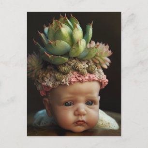 Creepy Livlik Doll Succulent Garden Vykort